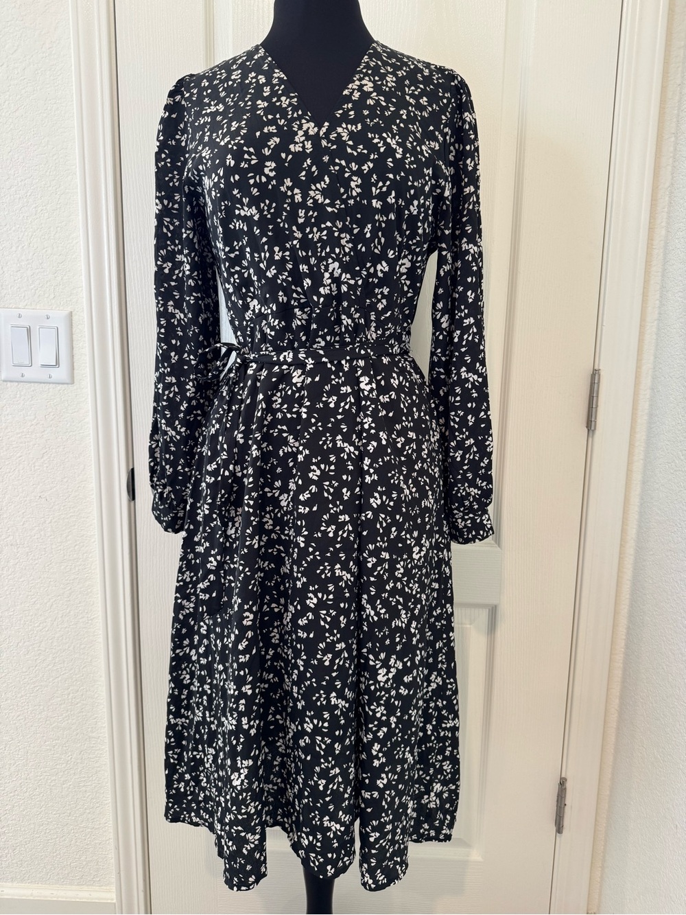 Black & White Floral Midi Dress